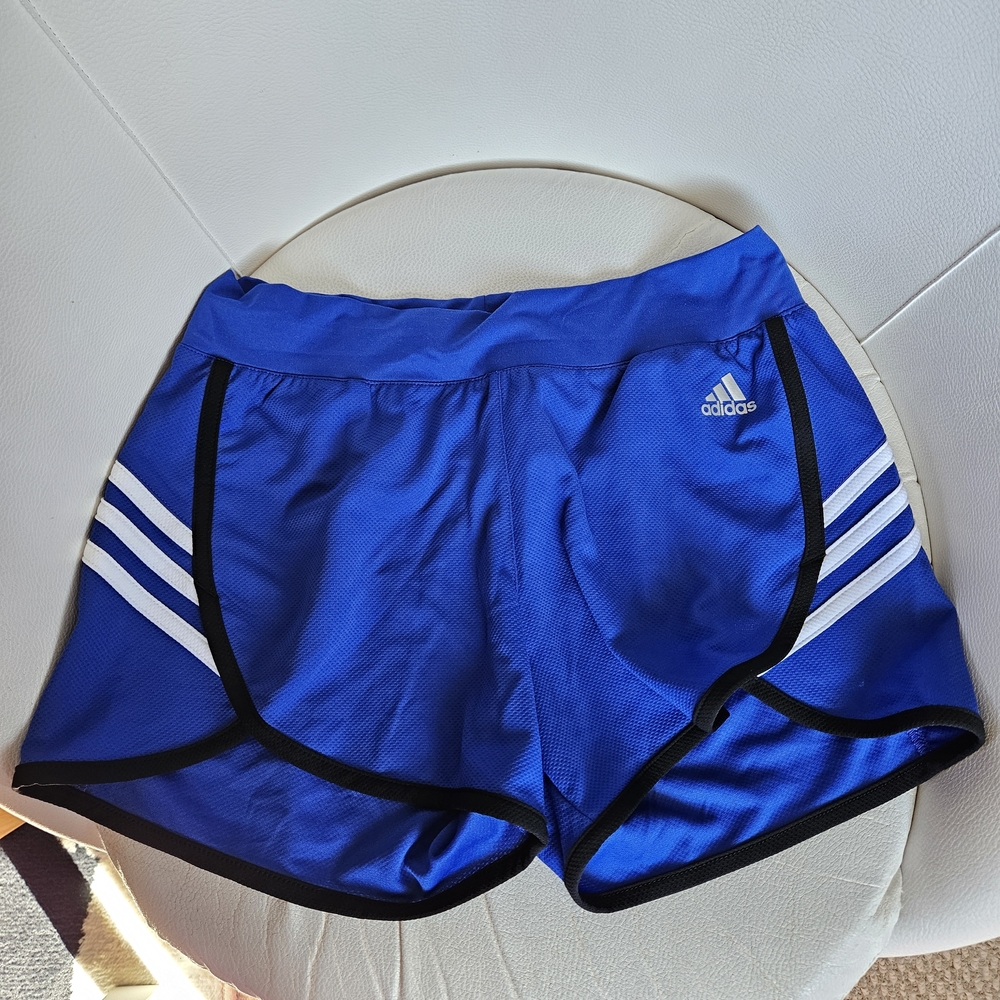 adidas Royal Blue Women's Athletic Shorts with White Stripes
